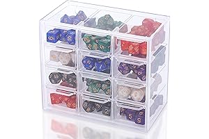 12-Slot Dice Display Case with 4 Drawer-Type Layers - Store Up to 150 Dice
