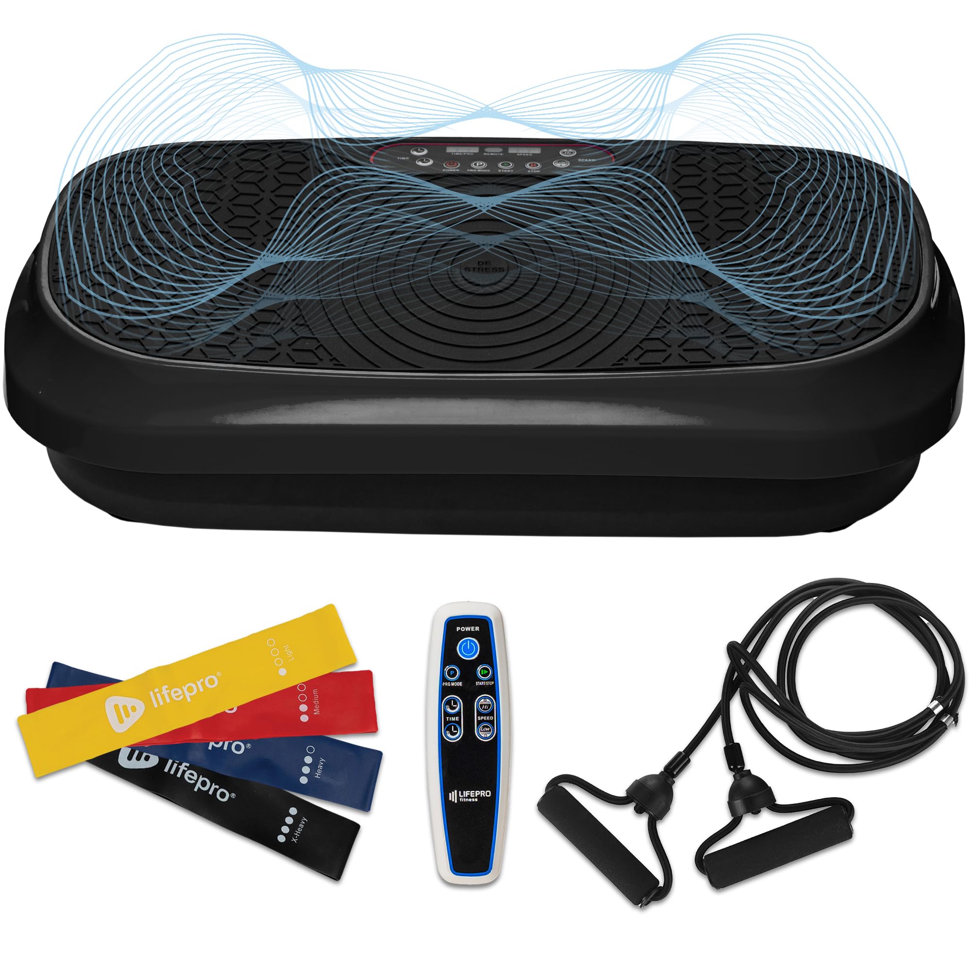 LifePro Waver Mini Vibration Plate Exercise Machine -Whole Body Vibrating Plate for Fitness -Vibration Plate Machine with Remote, 2 Loop & 4 Resistance Bands -Home & Travel Workout Equipment