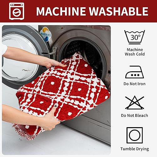 Miniatura 7 de Funda de sofá a cuadros para Navidad (1 unidad, rojo, 71 x 118 pulgadas)