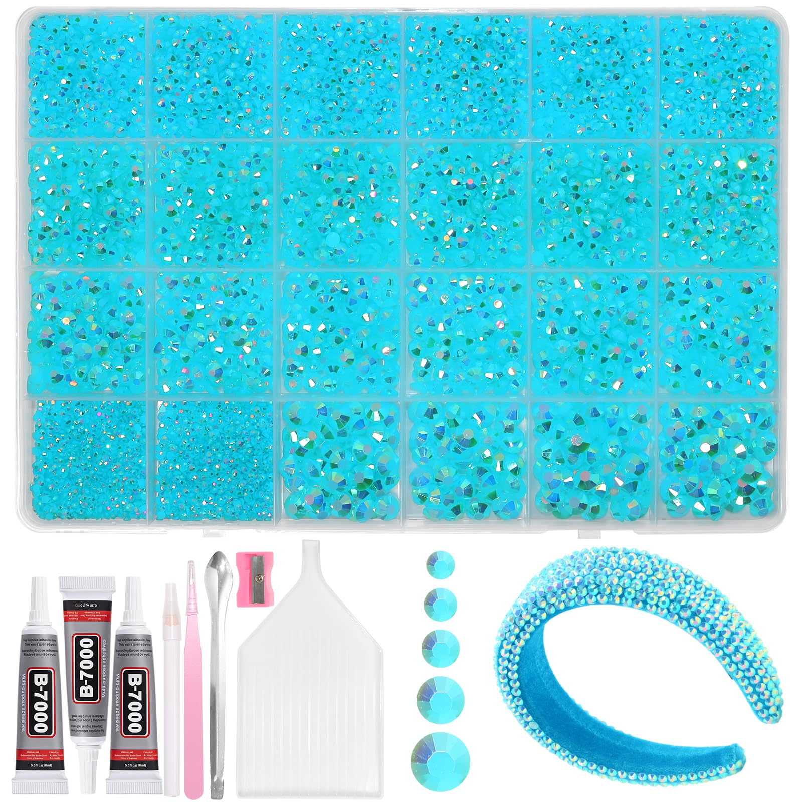 Photo 1 of 20000Pcs Blue AB Flatback Jelly Resin Rhinestones for Bedazzling, Mix Sizes Crystal Rhinestones Gems, Blue Gems Bedazzling for Crafting for DIY Face Makeup Crafts Tumblers