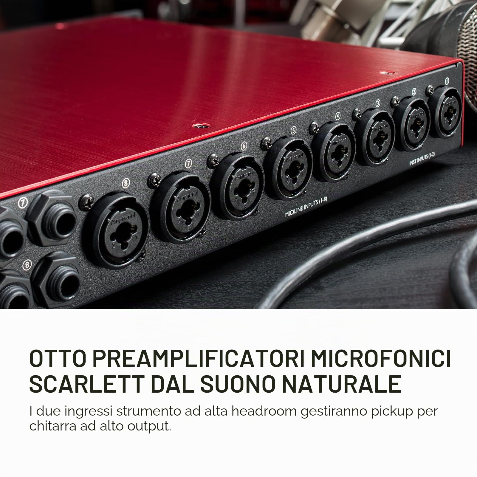 Scarlett OctoPre Dynamic di Focusrite, per registrare, produrre e suonare musica dal vivo — Preamplificatore microfonico a otto canali con conversione A-D/D-A e compressione analogica