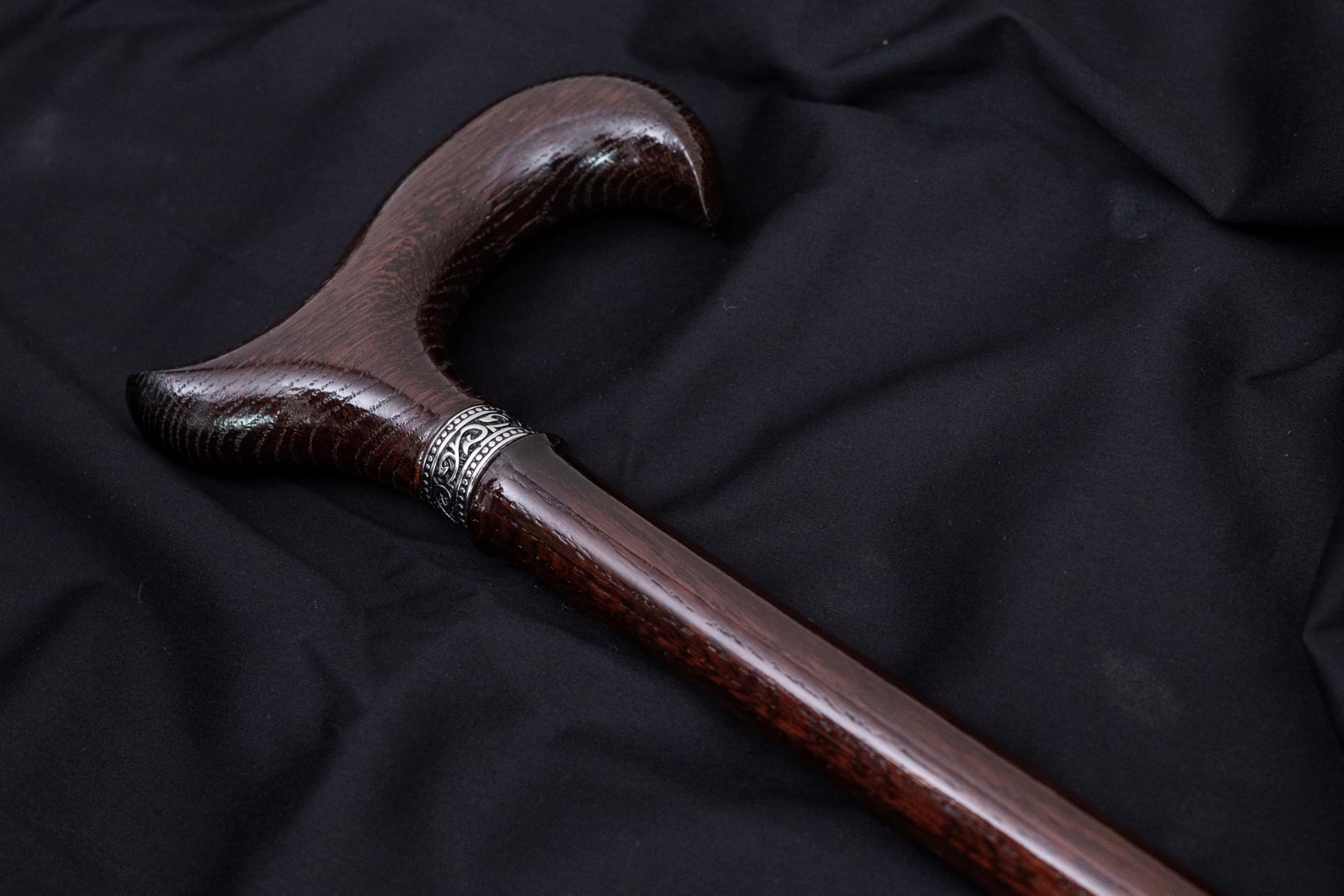 Dr. Watson Prestige Derby Walking Stick – Handcrafted Oak Wood Cane with Incrusted Stainless Steel Collar