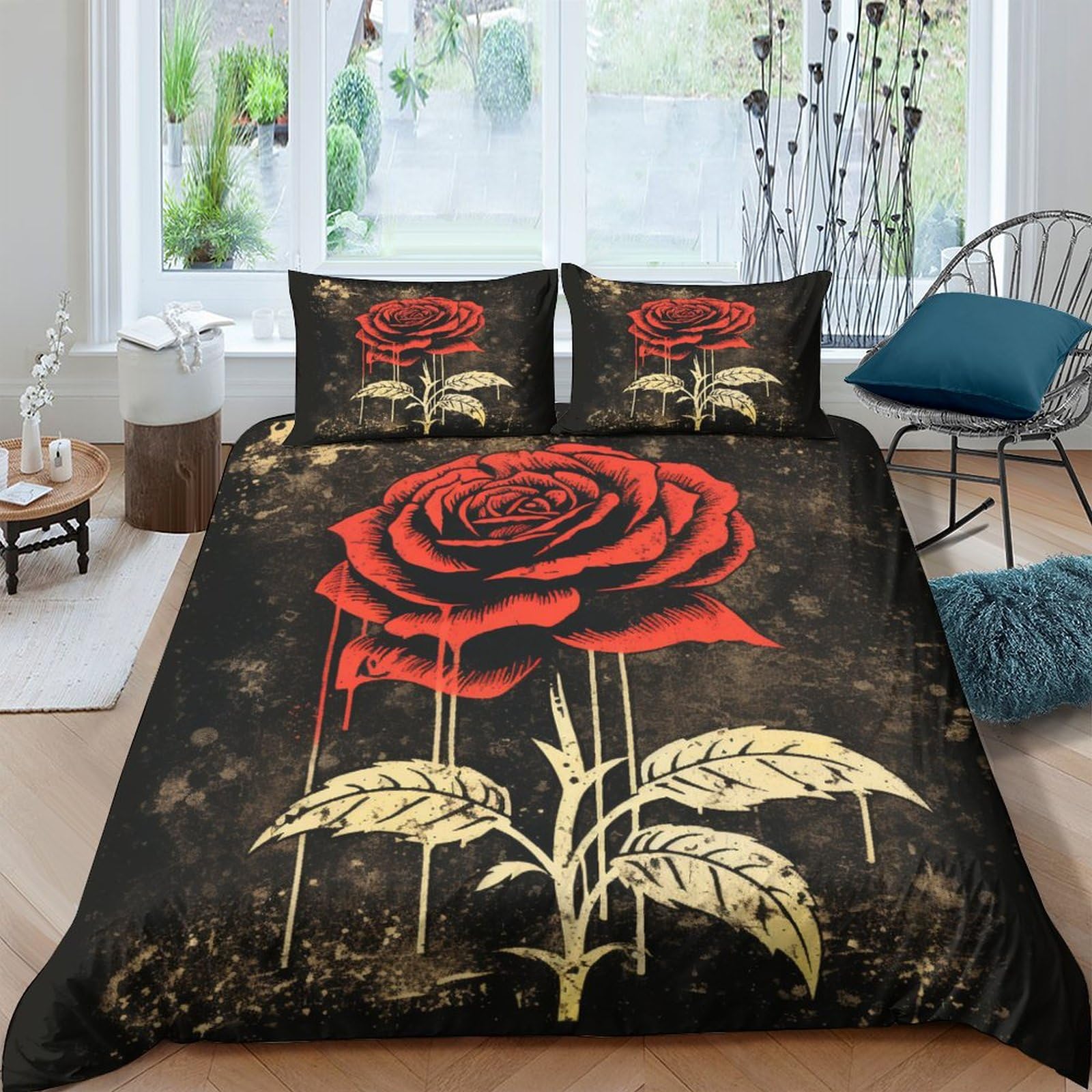 Housses de couettes roses anciennes lit King 220x240cm microfibre infroissable avec zip