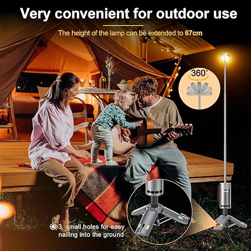 Miniatura 4 de Luces de campamento recargables, linterna de campamento desmontable con soporte, lámpara telescópica impermeable para campamento, luz magnética para