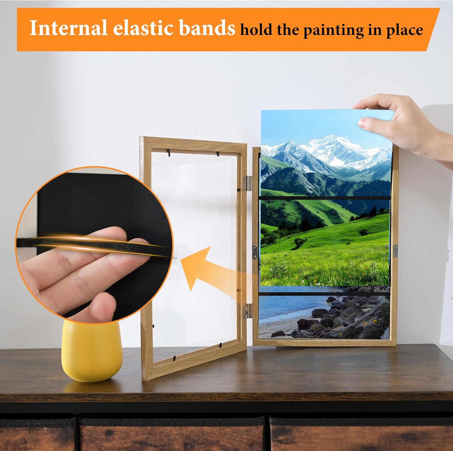 2/4pcs Kids Artwork Frames - Magnetic Front-Opening Black Polished Frames For Children's Drawings, Photos & Crafts - Holds 100+ pcs, , Holiday & Milestone Display, Creative Crafting, Kids Photo Holder, Sleek Frame Design, Easy Change Frame (2, Wooden)