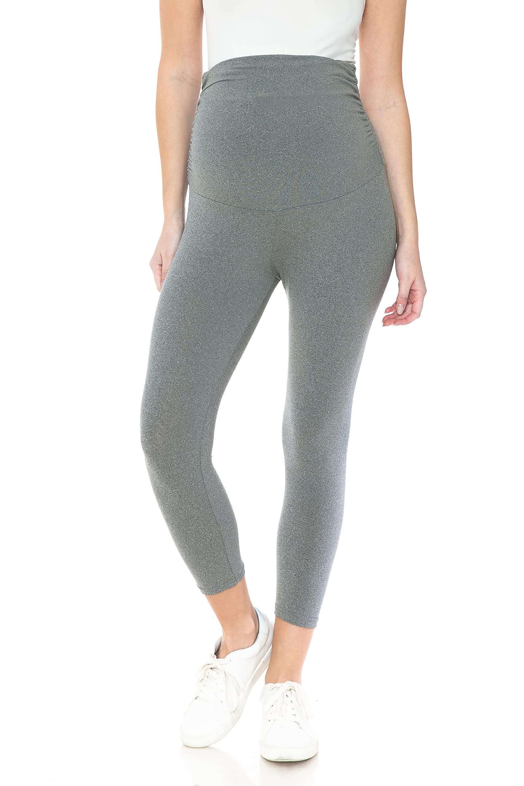 Leggings Depot Legging de maternité pour femme - Collants de yoga décontractés pour la grossesse, gris, Taille L