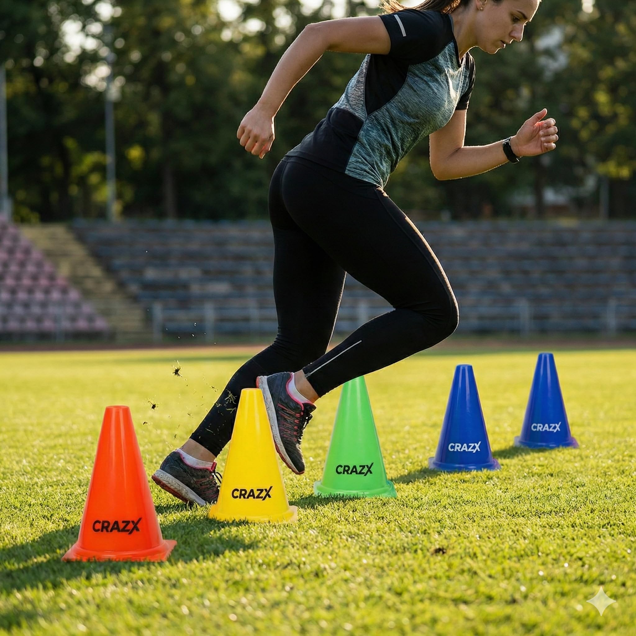 CRAZX Fitness Combo - 6 pc Hurdles, 6 pc Stacking Cones, 10 Pc Space Markers and 1 Pc Agility Ladder 2