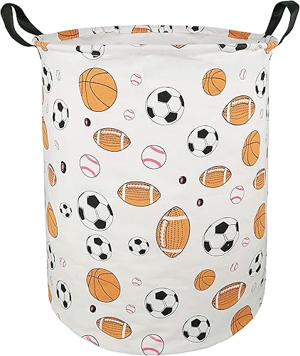 KUNRO canasta redonda grande para almacenamiento, con cubierta impermeable, organizador para la ropa sucia, para la habitación de los niños, para