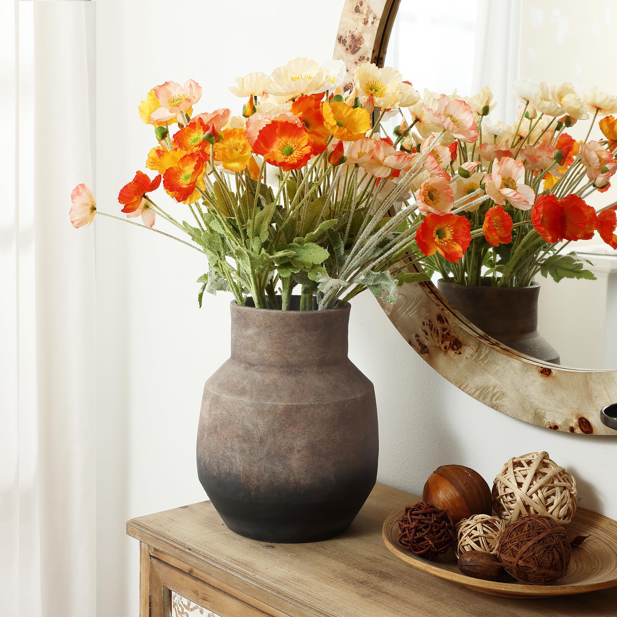 Amazon.com: LuxenHome Rustic Ceramic Flower Vase,Farmhouse Vintage