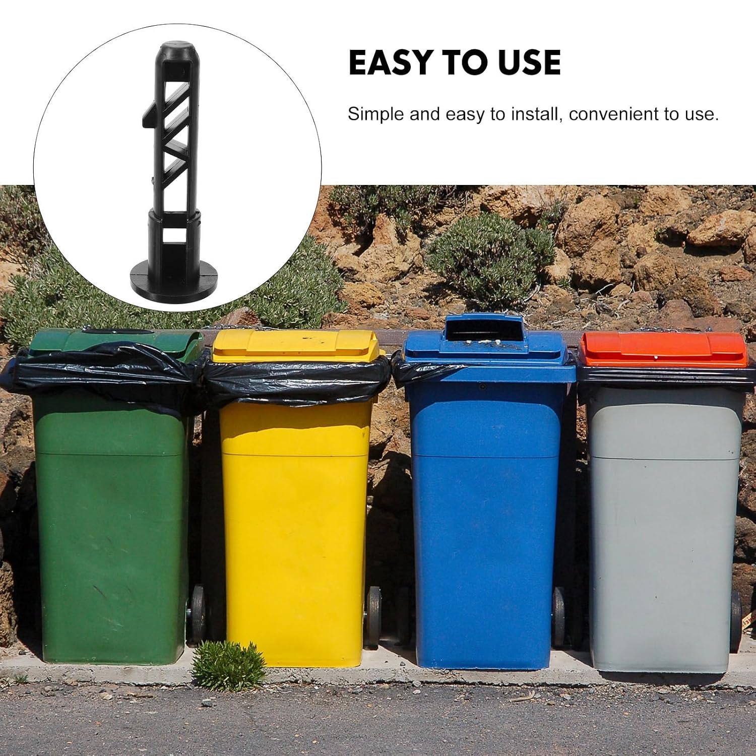 ARTIBETTER 4-Pack Trash can Lid Locking Pins Plastic Hinge Pins Replacement for Outdoor Trash can Lid Latch Repair Universal Dustbin Connector for Bin Stability