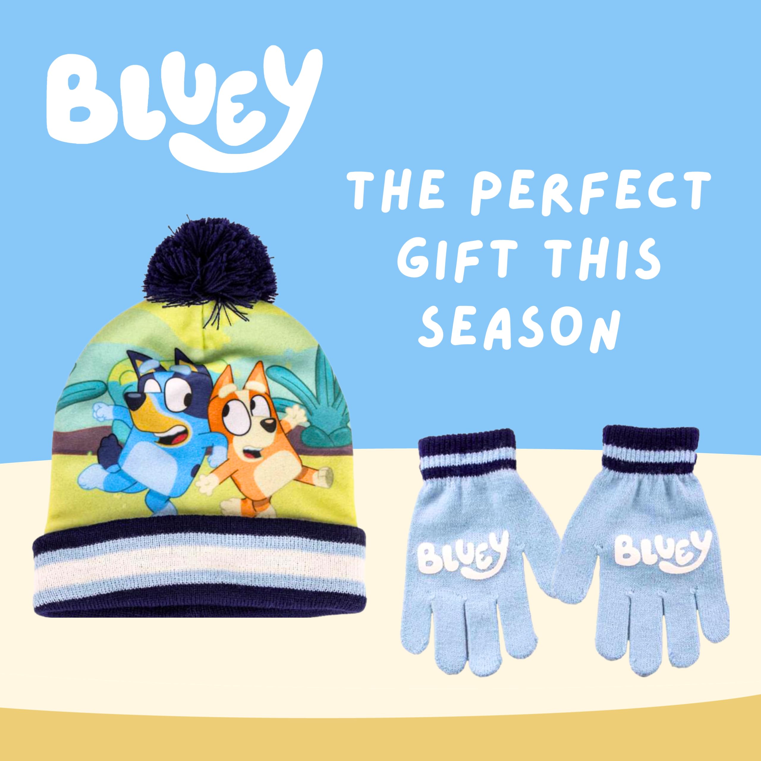 Bluey Gorro y Guantes para Niño, Conjunto de Invierno para Niños, Accesorios de Invierno Infantil Diseño Bingo