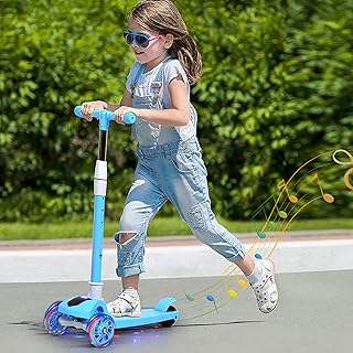 Bopeep 3 Wheeled Scooter for Kids, 3 Wheels Foldable Kick Scooter with Flashing LED Lights for Boys Girls, Lean to Steer,3...