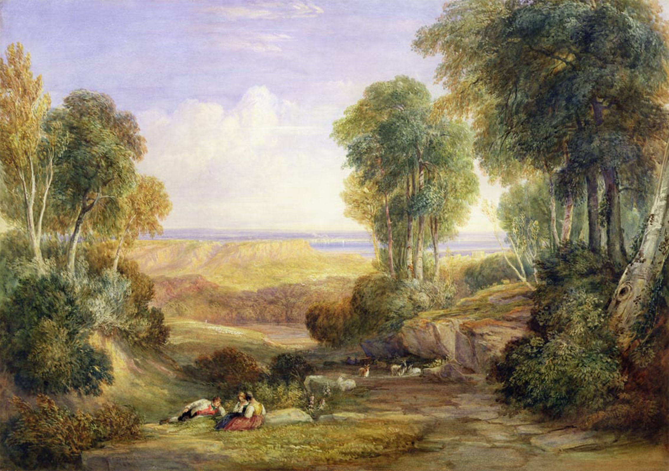 SERENDIPITP Aesthetic Poster Photo Wall Print Retro Picture the Junction of the Severn and the Wye with Chepstow in the Distance by David Cox Modern Wall Artwork for Home Decor 60x90cm