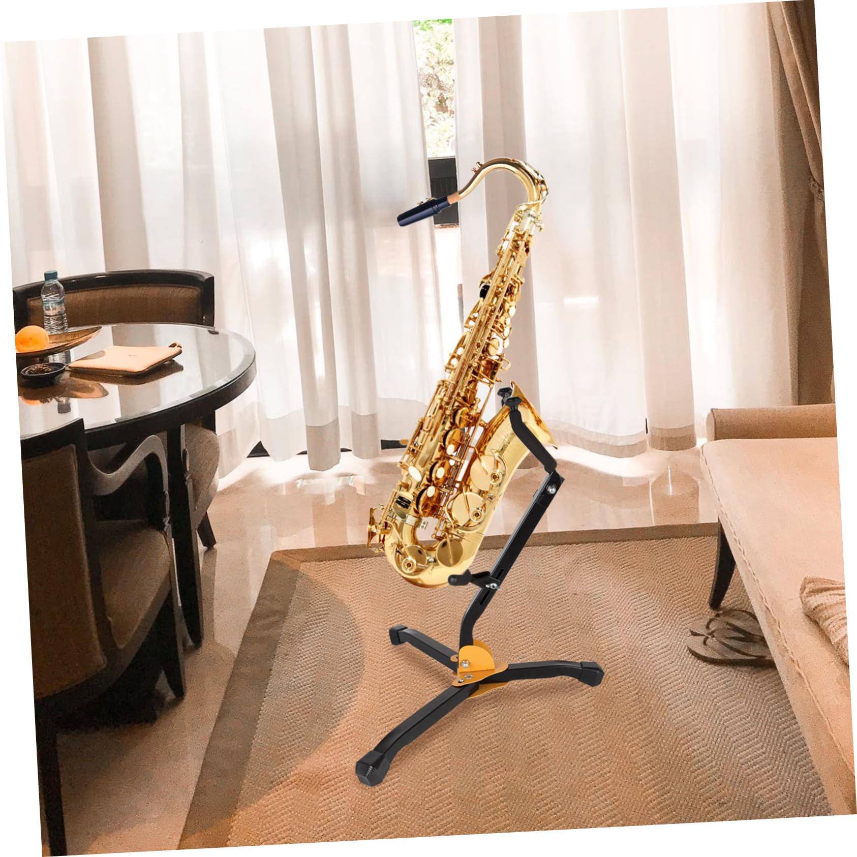 Toddmomy Faltbarer Saxophonständer Tragbarer Instrumentenständer aus Eisen und ABS mit rutschfester Oberfläche für Altsaxophon für Musikunterricht und Zuhause