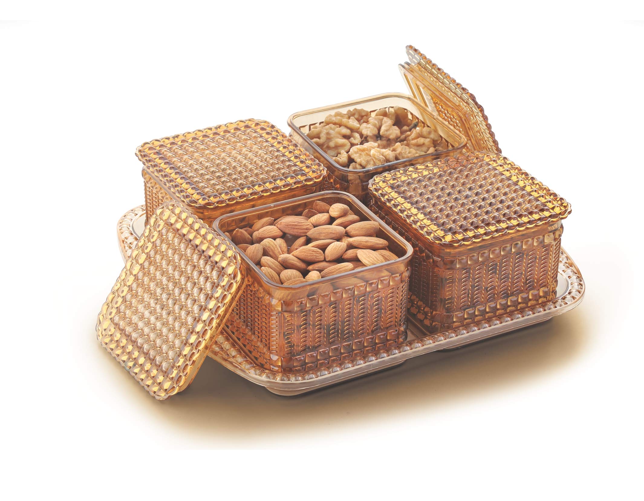Nayasa Boxy Tray Set Nayasa Serving Tray Nayasa Plastic Dry Fruit Container  With Tray 540ml Set