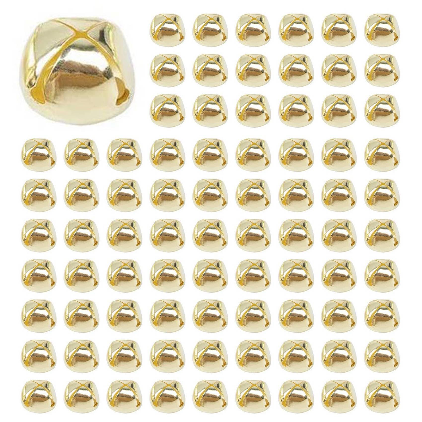 Vjsujehgy 400 Pieces Jingle Bells, 15mm Metal Jingle Bells Mini Craft Bells Beads for DIY Gold