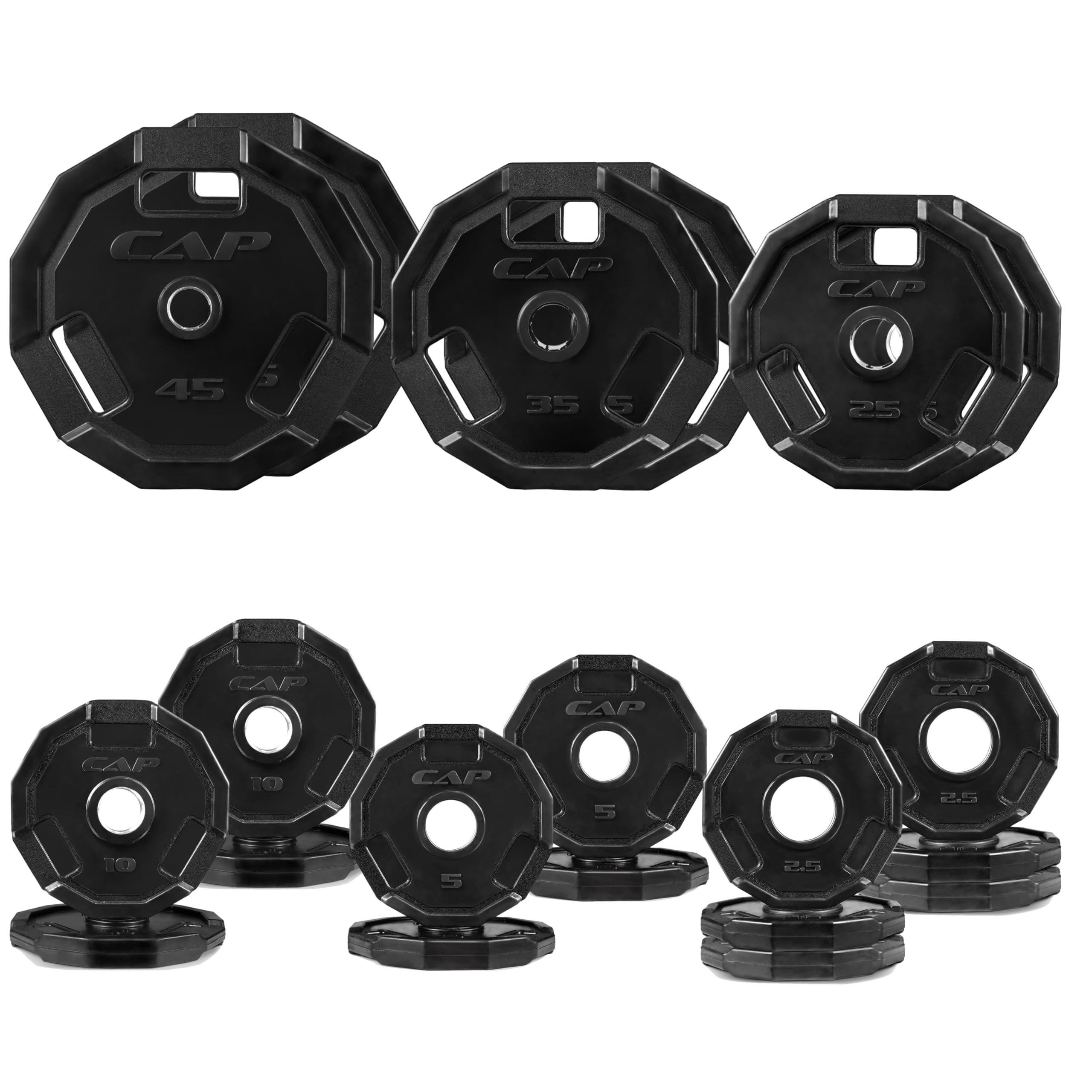 CAP 285lb Pro Olympic 2-Inch Rubber Coated Weight Plate Set