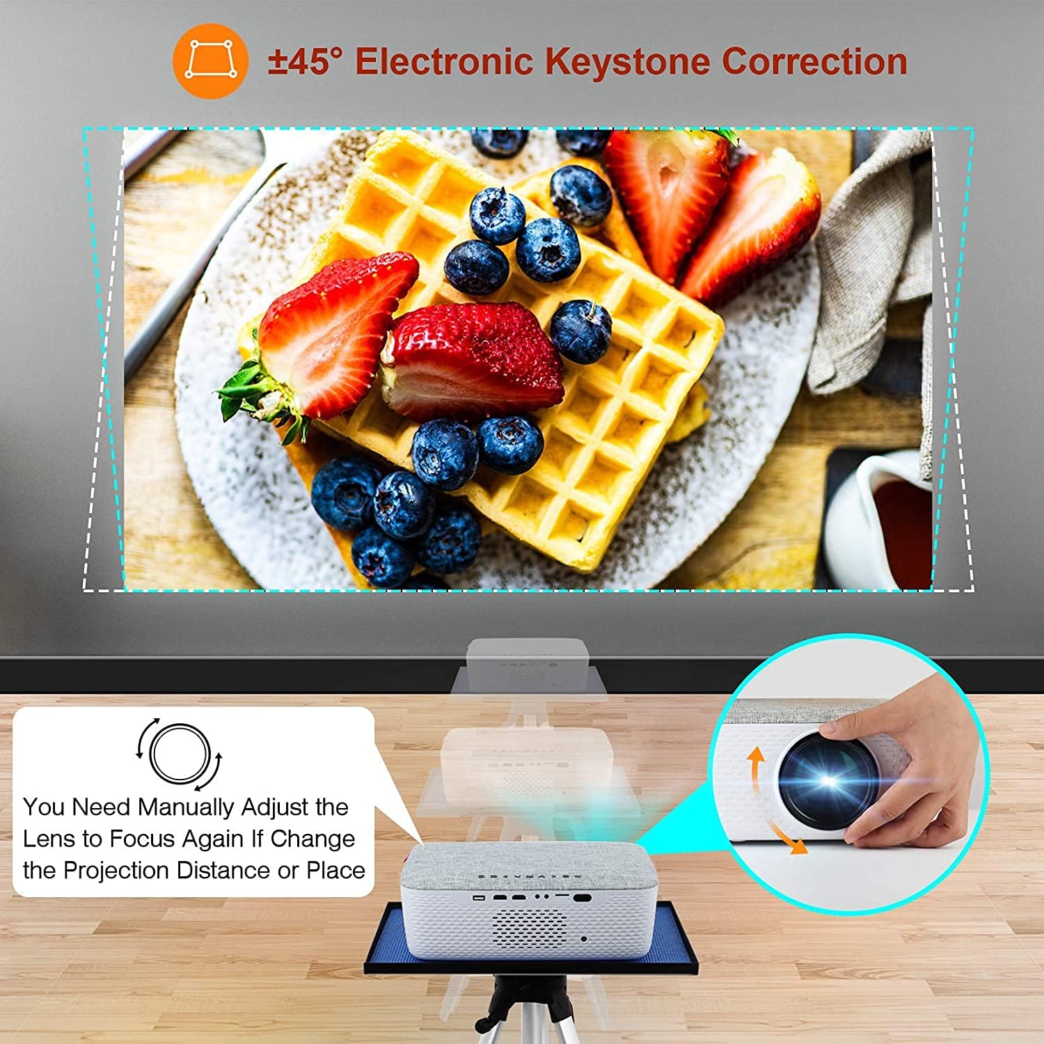 5G WiFi Projector 4K Supported - FANGOR 340ANSI Native 1080P Projector Bluetooth Outdoor Movie Projector / Full Sealed Design/Digital Keystone/300” Display/50% Zoom, for Phone/PC/DVD/TV/PS4
