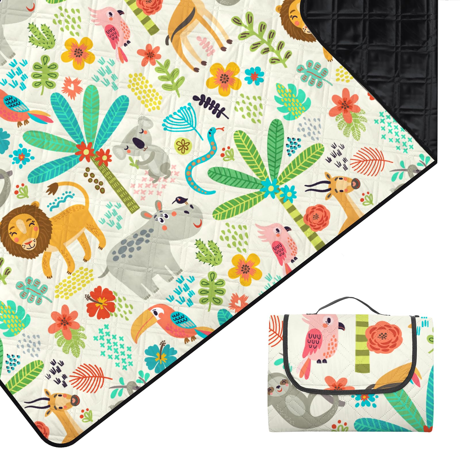 Grande coperta da picnic da zoo impermeabile pieghevole, 200x200 cm Coperte da esterno portatile compatto tappeto erboso accessori da campeggio per spiaggia viaggi a prova di sabbia