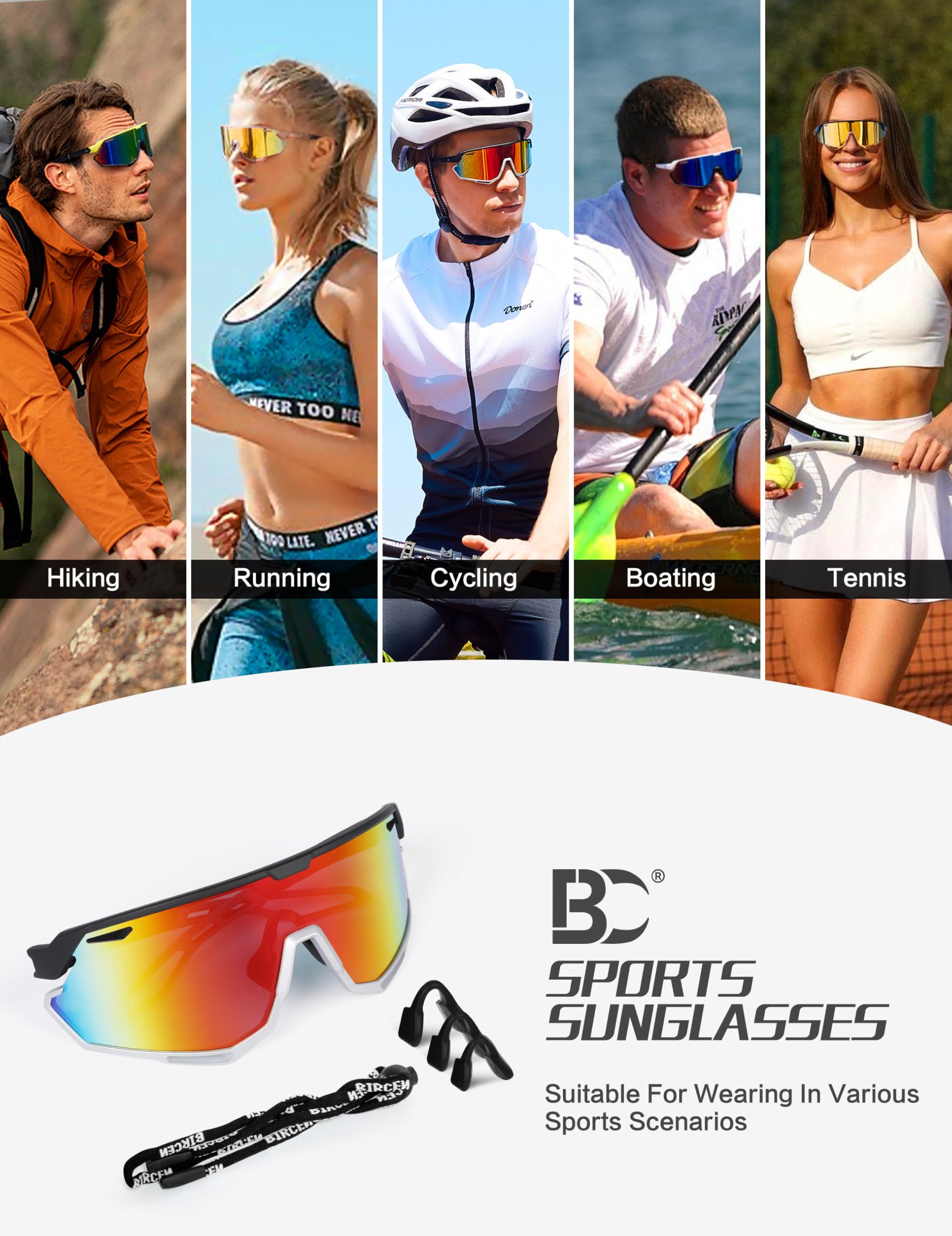 Sportbrille-Sonnenbrille für Herren Damen – UV Protection Fahrradbrille Radbrille für Laufen, MTB, Golf, Rennrad und Radfahren