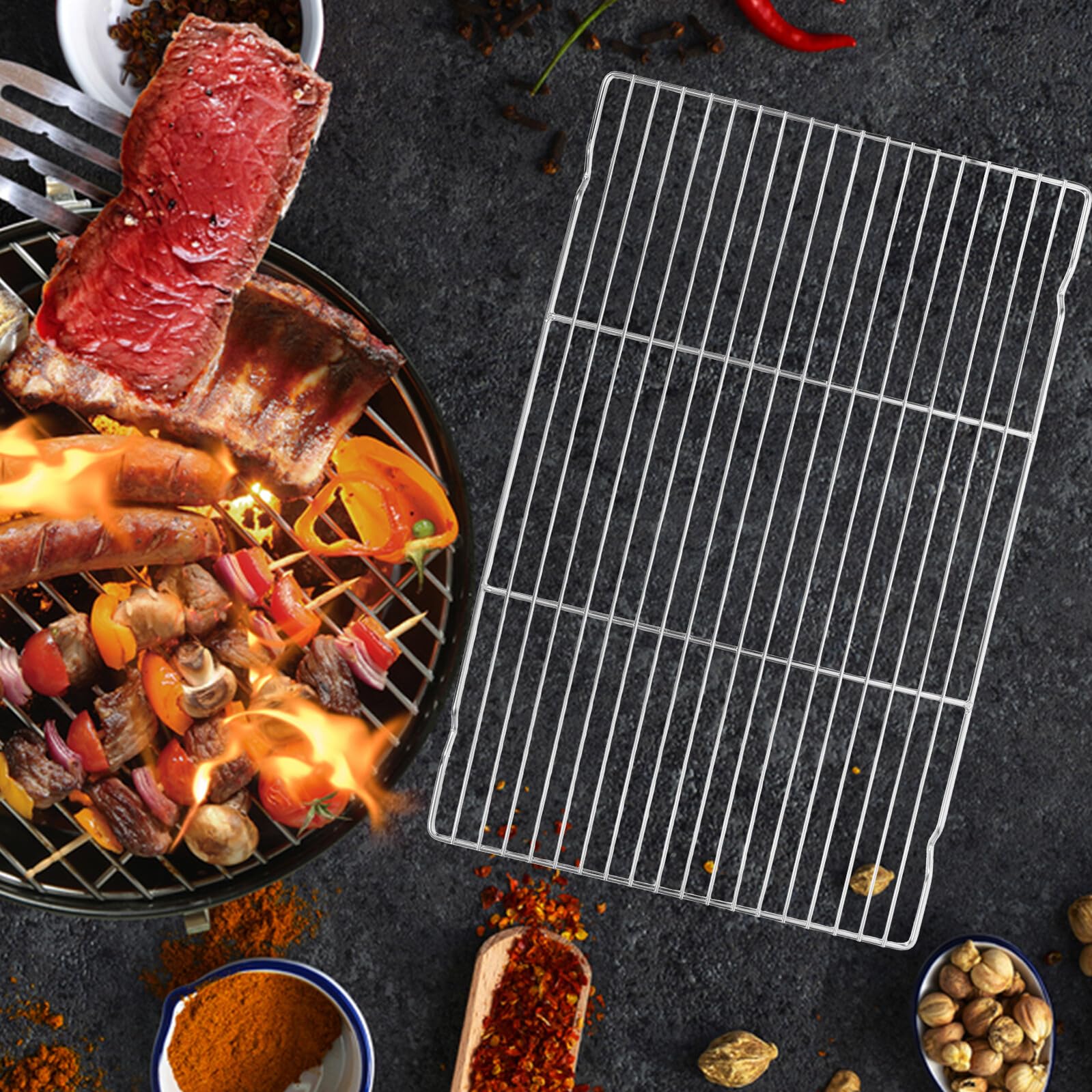 Edelstahl Kühlgitter mit Rostfreier Drahtkonstruktion Multifunktionaler Backofengrillrost für Braten und Grillen Praktischer Kühlrost für Hause