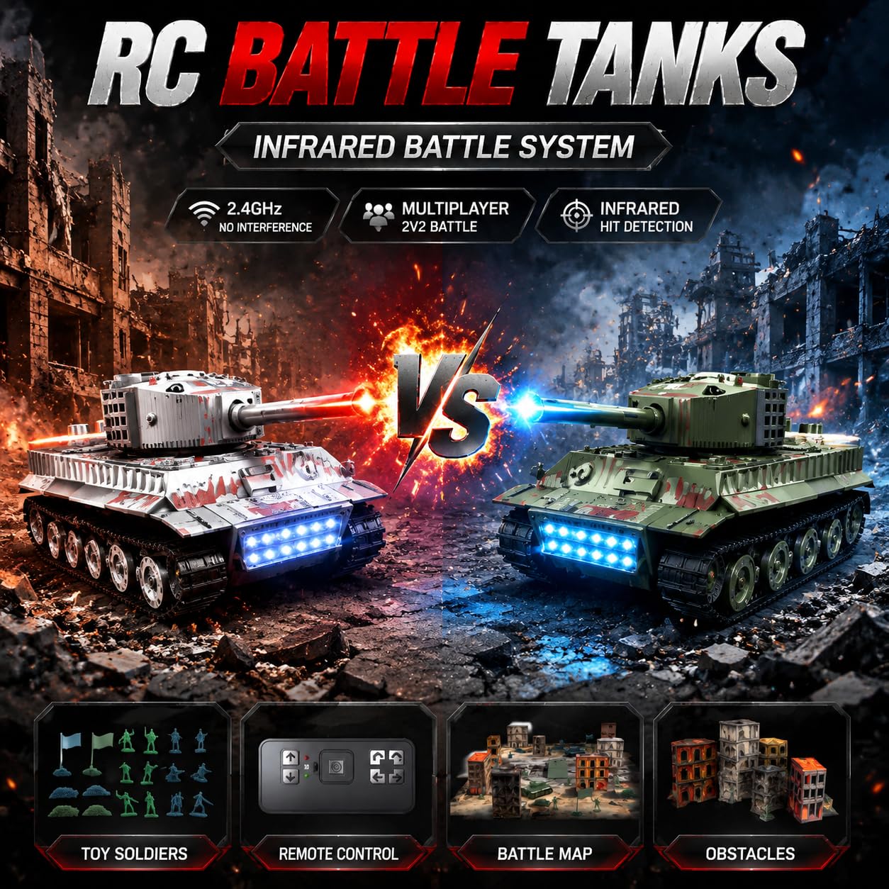 Amazon.co.jp: 1/64 RC戦車セット ラジコン 対戦バトルタンク 発射音