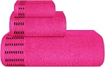 Ultra Doucement 3 Ensemble de serviettes en coton, contient une serviette de bain 28x55 de pouce, une serviette à main 16x24 de pouce & a Laver les cendres 12x12 inch, Idéal Utilisation quotidienne, Compact & Léger - rose