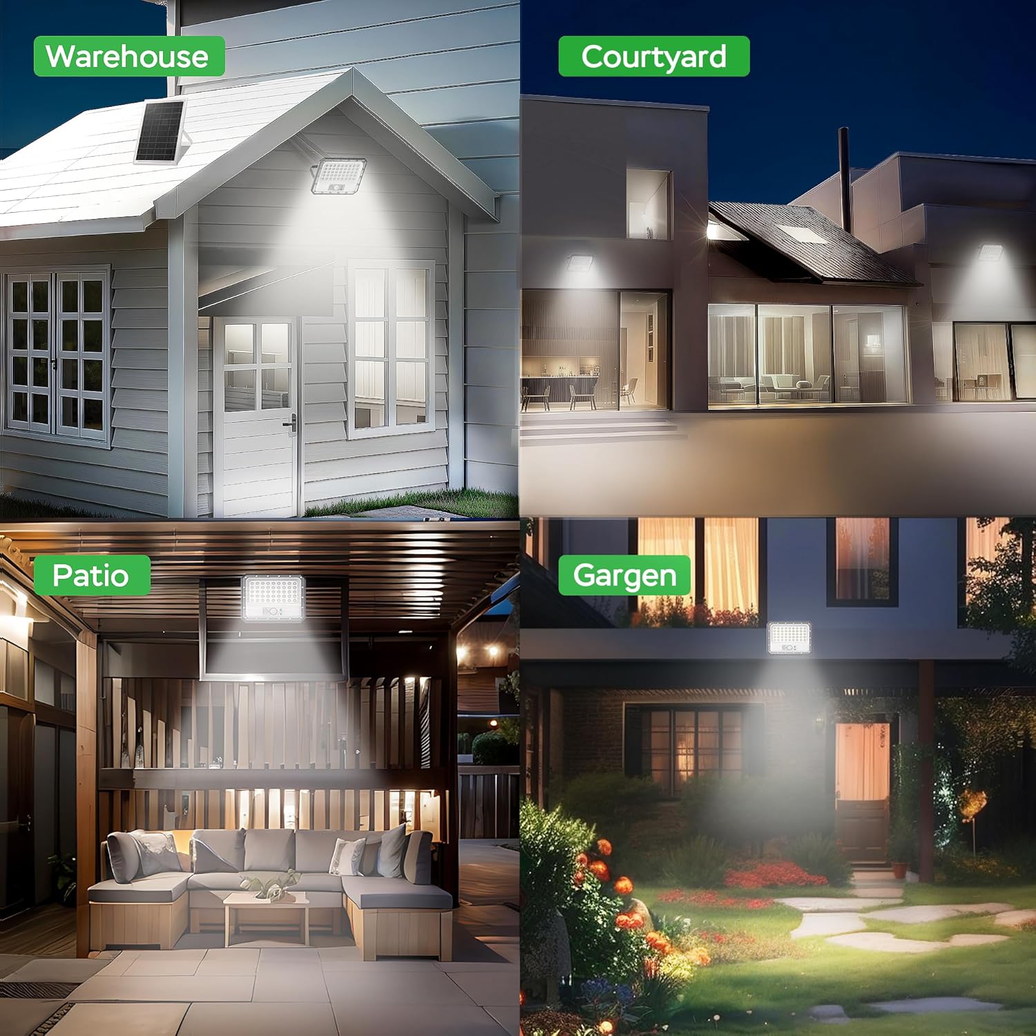 Solar Flood Lights Outdoor Waterproof IP65, Motion Sensor LED Solar Floodlight with Remote, Dusk to Dawn ABS Black Flood Lamp for Yard Garden Porch 2250LM 6500K(1 Pack)