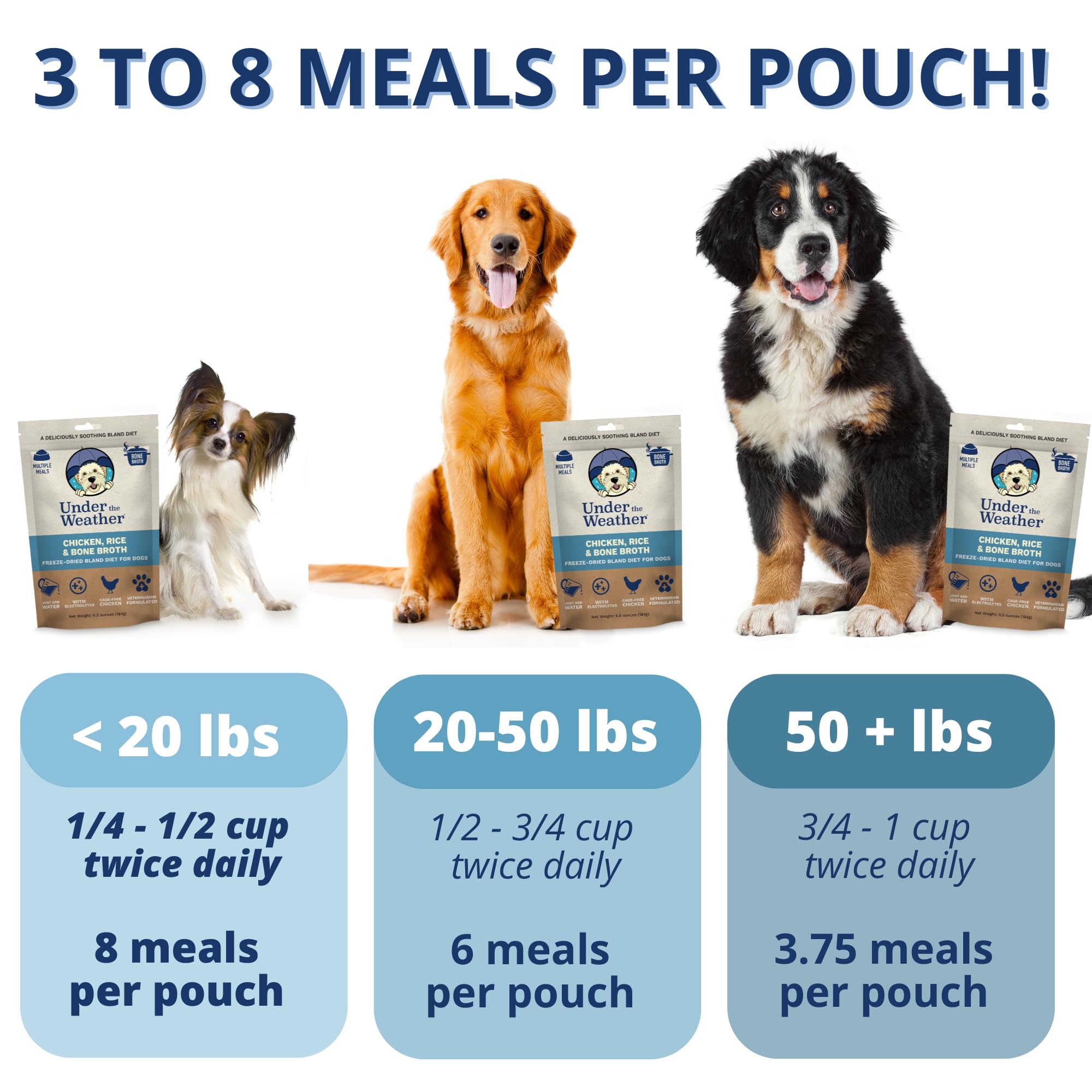 Under the Weather Easy to Digest Bland Diet for Sick Dogs - Always Be Ready - Contains Electrolytes - Gluten Free, All Natural, Freeze Dried 100% Human Grade Meats - Chicken, Rice & Bone Broth