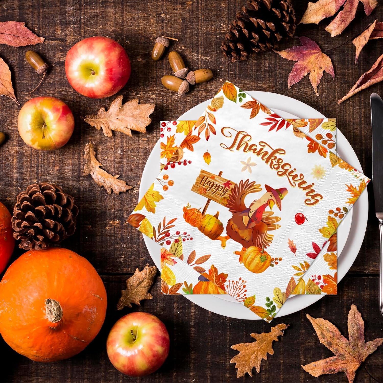Happy Thanksgiving Napkins 40Pcs Turkey Thanks Giving Napkins Fall Party Supplies for Autumn Thanksgiving Decorations Turkey Friendsgiving Party Supplies
