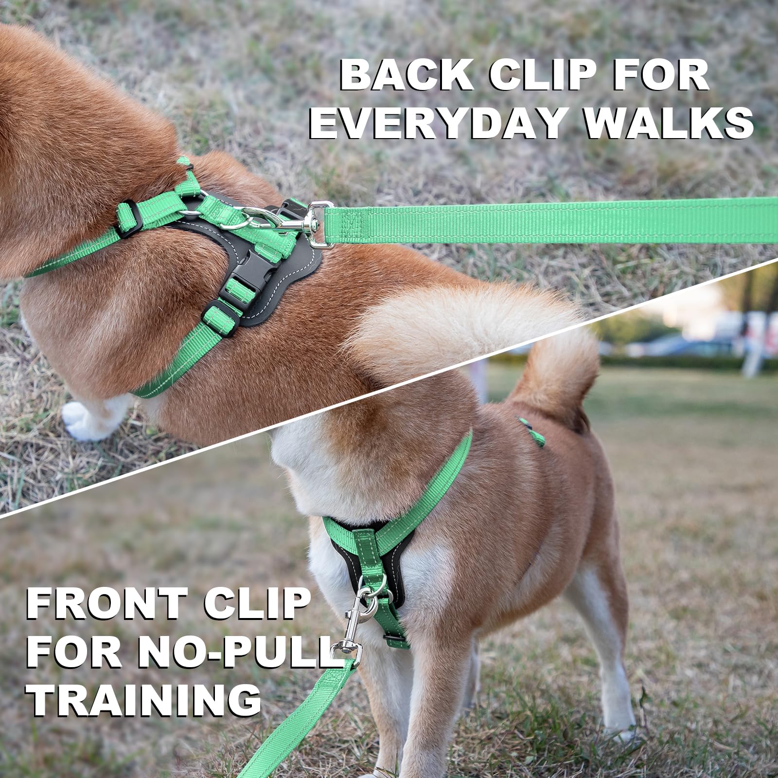 Plutus Pet Adjustable No Pull Dog Harness with Leather Accents, Heavy Duty Reflective Nylon Vest for Training Hiking - Image 3