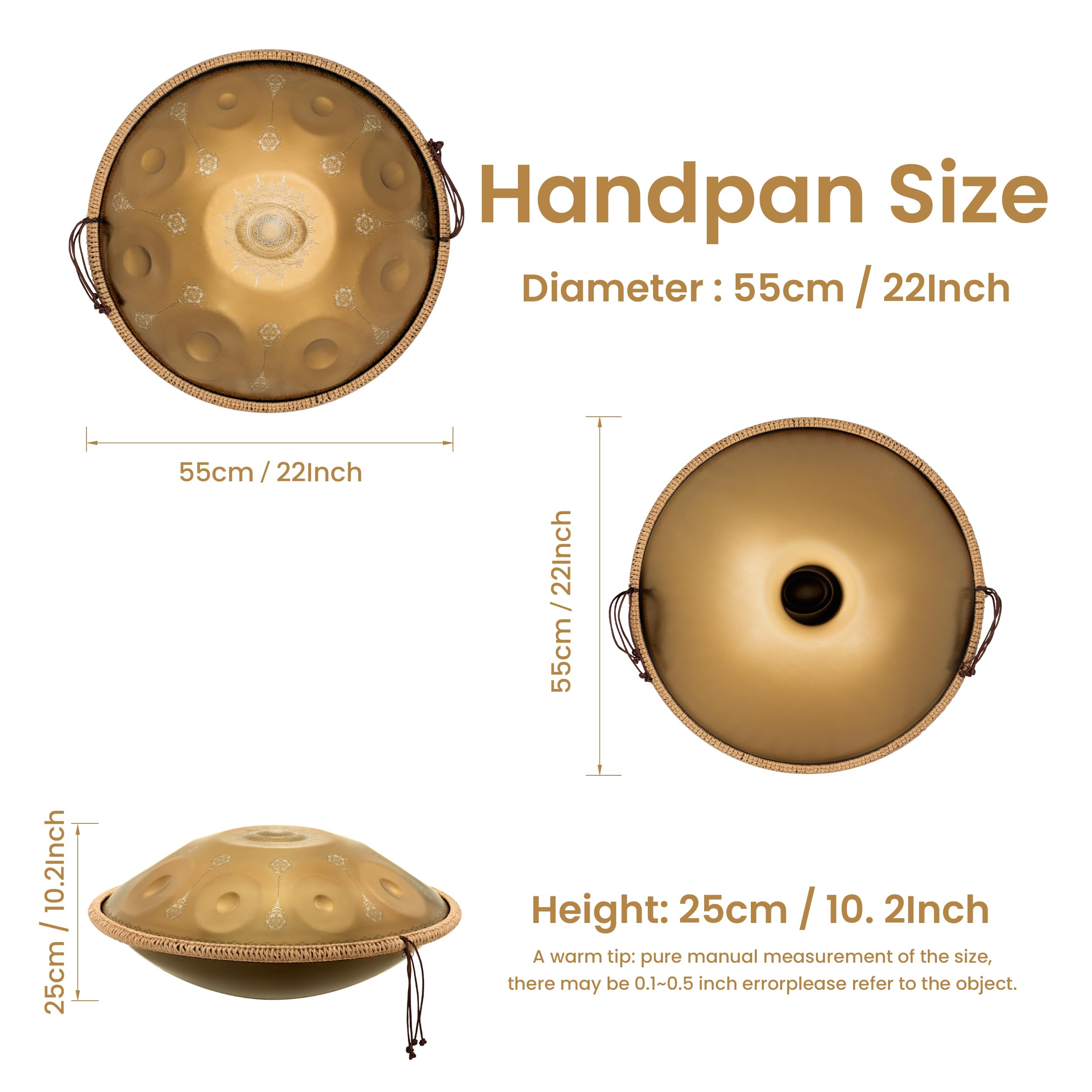 Amazon.com: AS TEMAN Handpan 9 Notes 440Hz D Minor Scale