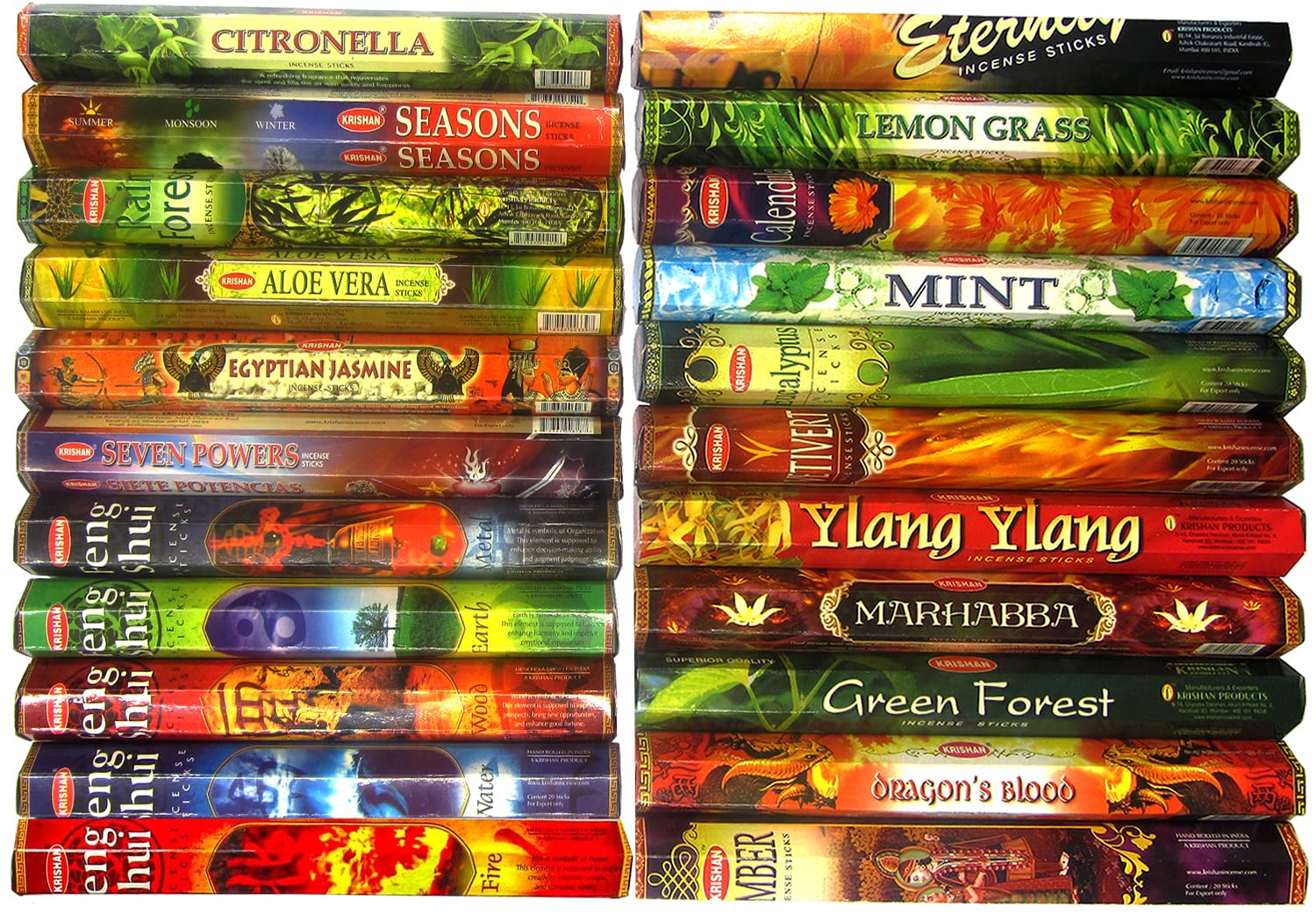 Fenny's Creations Black Krishan Various Scented Incense Stick Combo Gift Pack (12 Hexa Pack X 20 Stick = 240 Sticks) With Wooden Incense Holder