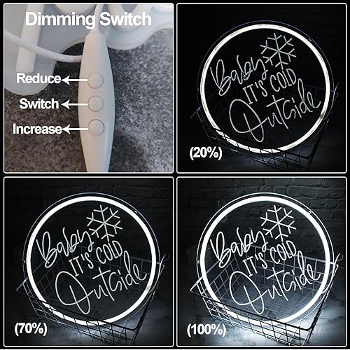 Miniatura 5 de Letrero de neón con texto en inglés "Baby It's Cold Out" para decoración de ventana de invierno, letras LED de bebé, luz de neón para colgar, luz