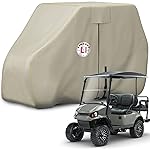 LI LIBZAKI Waterproof Golf Cart Cover, 600D Heavy Duty Marine Grade Fabric, Universal Fits for Most Brand 2+2/4 Passengers Yamaha, Honda, Club Car, EZGO Golf Cart -Light Tan