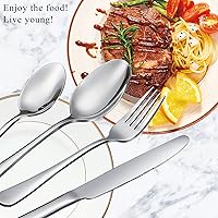 Vista 2 de Juego de 40 cucharas de mesa y cucharaditas de café, cucharas de acero inoxidable, cucharas de cubiertos de cocina para el hogar, cucharas de postre