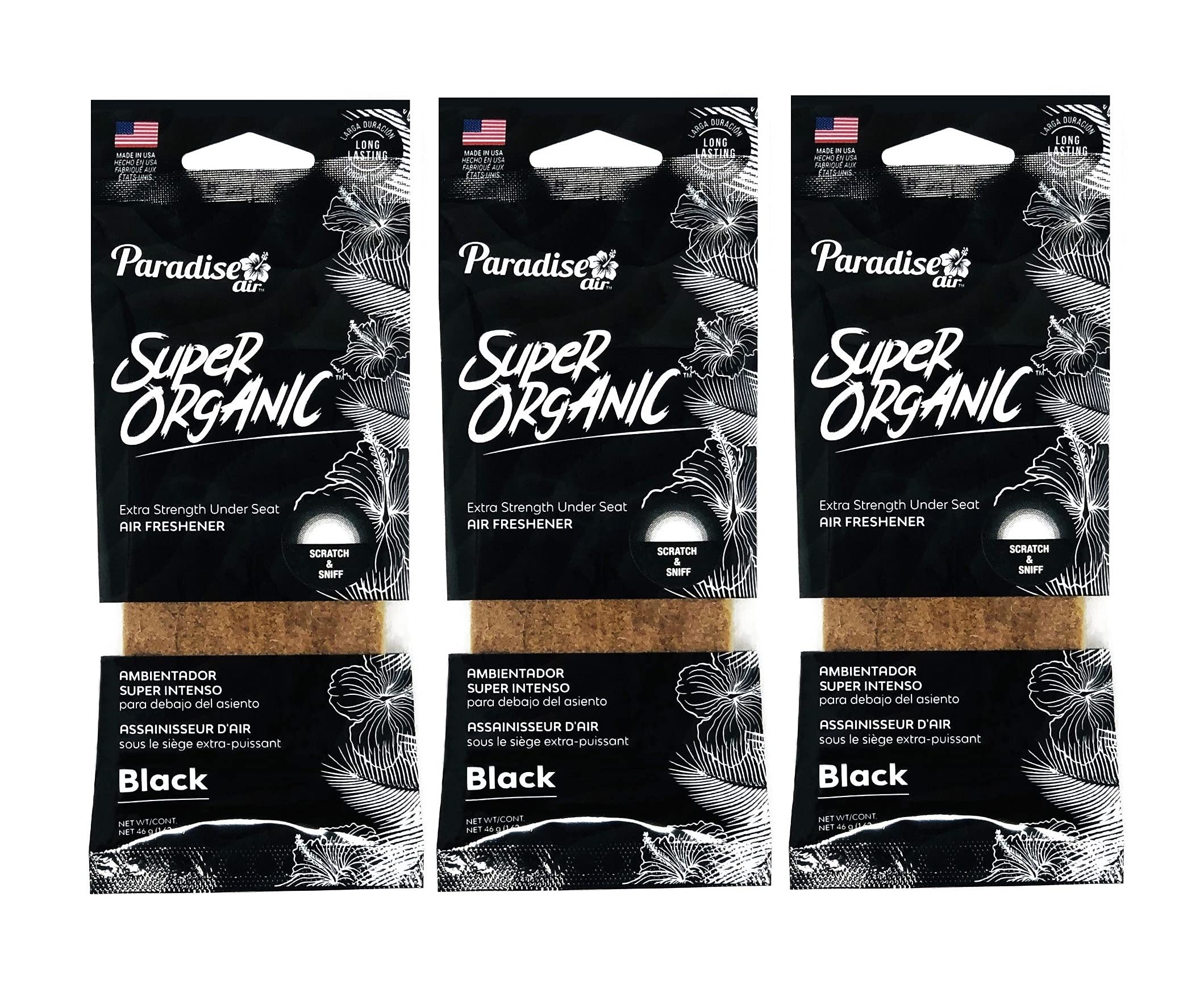 Paradise Air 3 Piece Paradise Air Super Organic Car Air Freshener Black Burst USa