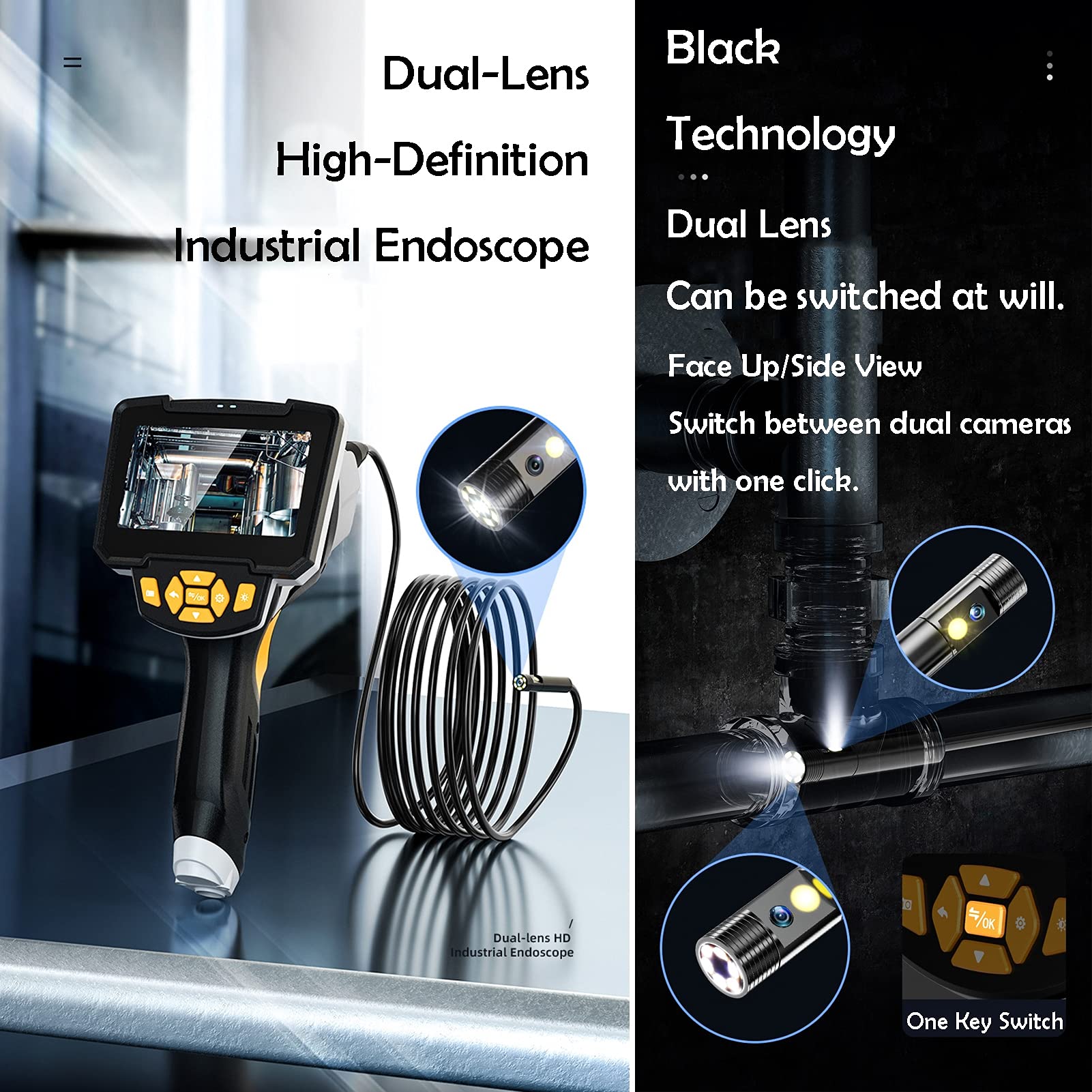 ⭕新品【ファイバースコープ・先端可動式】 先端可動式ファイバースコープ 工業内視鏡カメラ 内視鏡 IP67