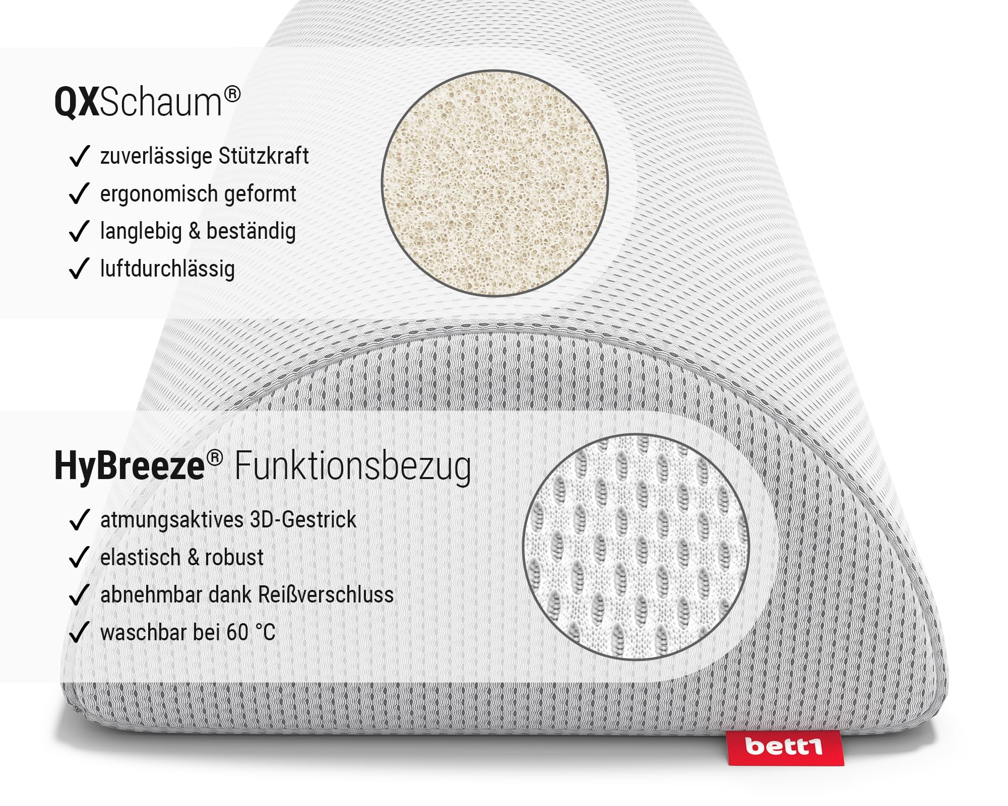 bett1 BODYGUARD Knie- und Nackenrolle (Entlastung für Knie und Nacken, fester Kern für hohe Stützkraft, Bezug waschbar bei 60 °C)