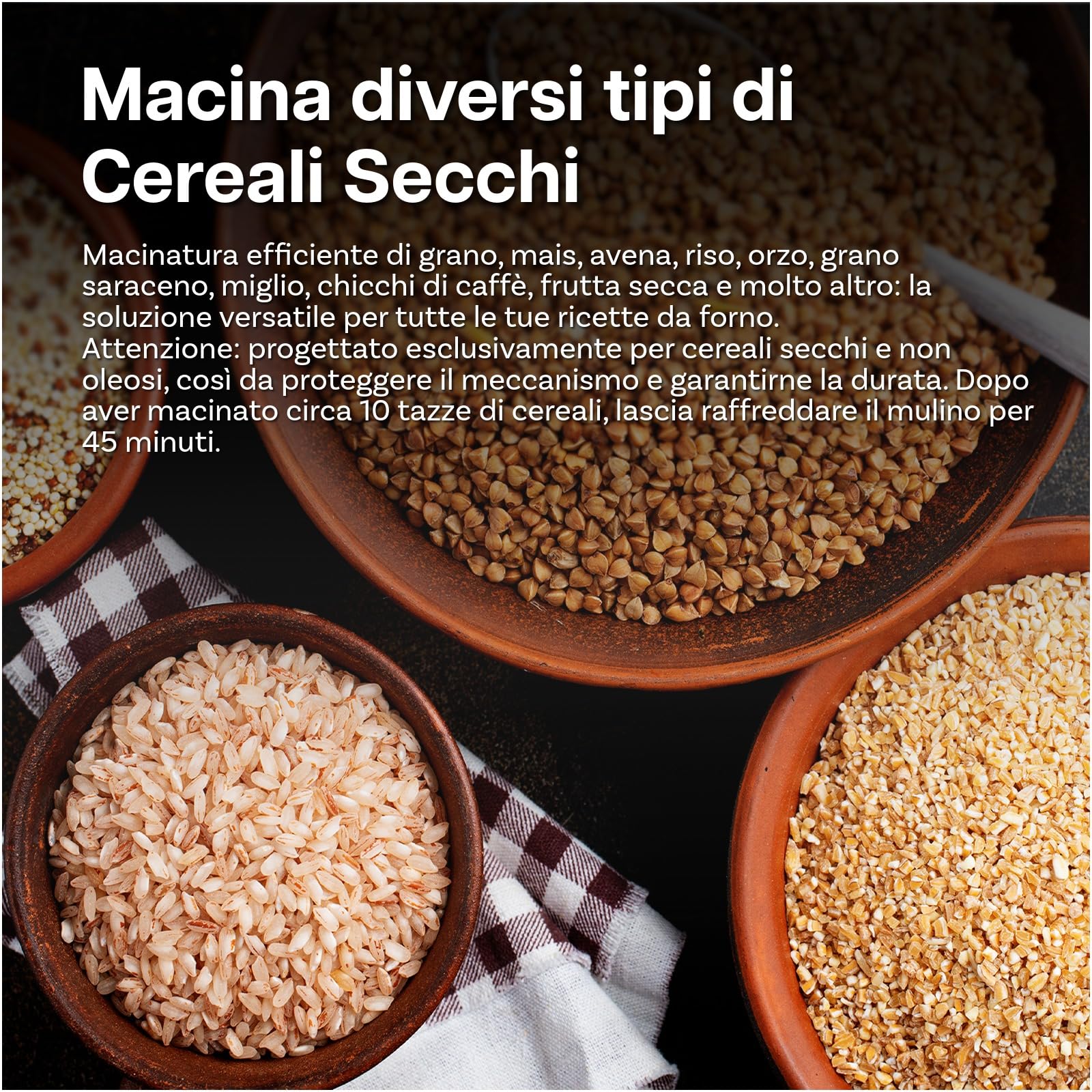 Accessorio per Mulino a Grano per KitchenAid Stand Mixer – 12 Livelli di Macinatura Regolabili – Macina in Metallo per Macinare Grano, Mais, Avena, Noci, Fagioli di Caffè & Altri Cereali