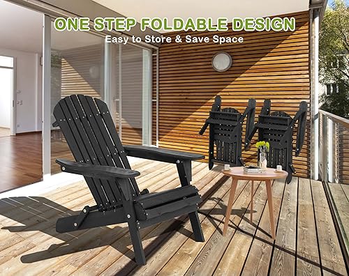Miniatura 5 de BIQWBIC Silla plegable Adirondack, silla de césped resistente a la intemperie, sillas modernas para fogatas al aire libre, sillas para patio,