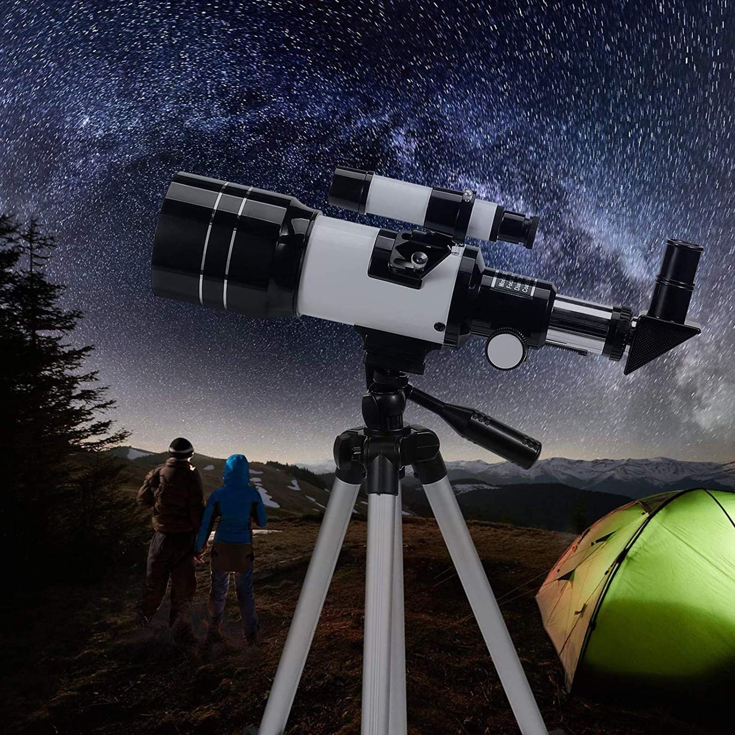 Télescope astronomique Ultra HD pour Adultes et débutants, télescope réfracteur pour Astronomie, Ouverture de 70 mm, 300 mm, avec trépied réglable et Adaptateur de téléphone, télescope Portable do