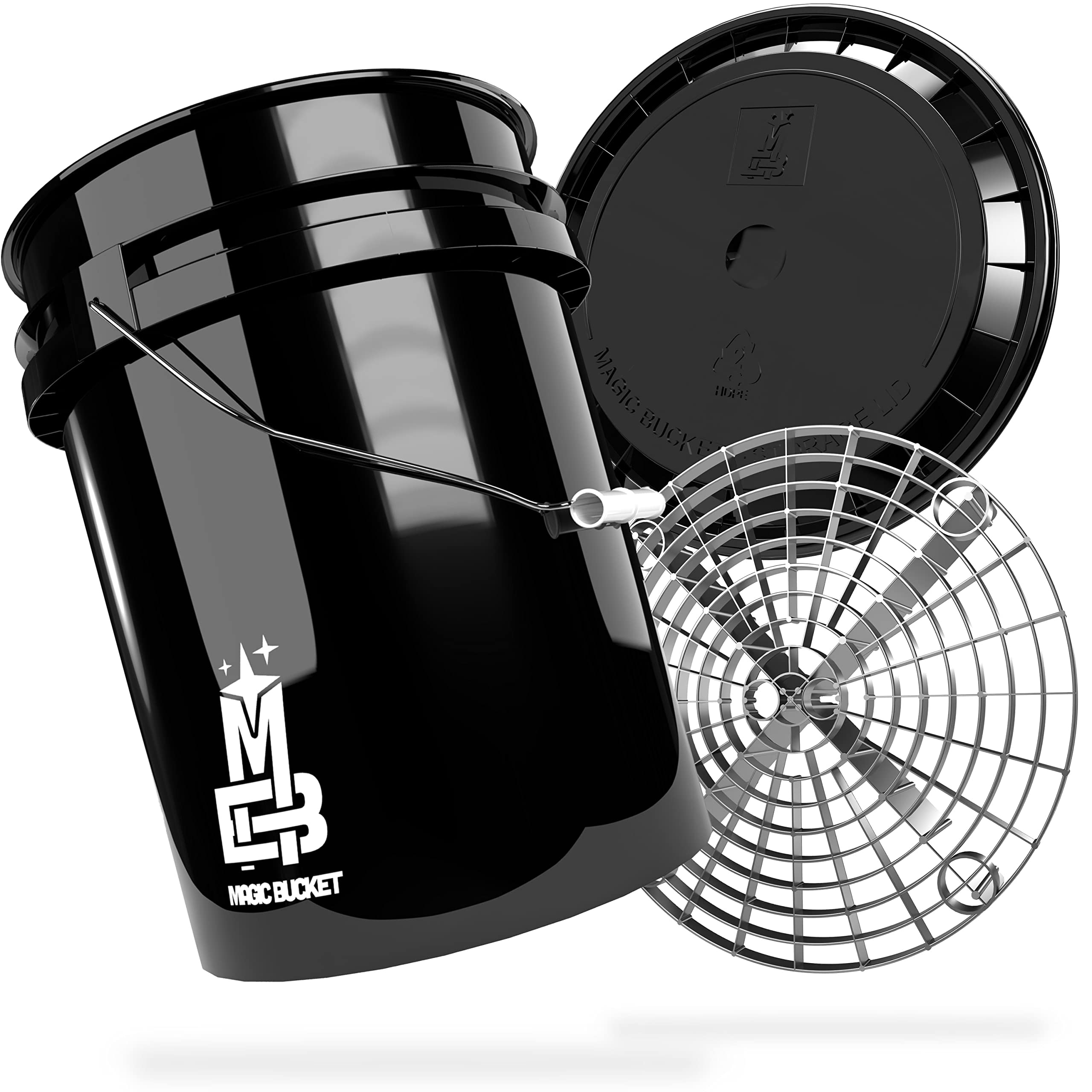 Magic Bucket | Paquete de Lavado a Mano | Cubo de Lavado con Tapa de Cubo a Juego 5 US GALLONS Aprox. 20 litros | con Inserto de Cubo Grit Guard Colador de Suciedad | Set de Lavado