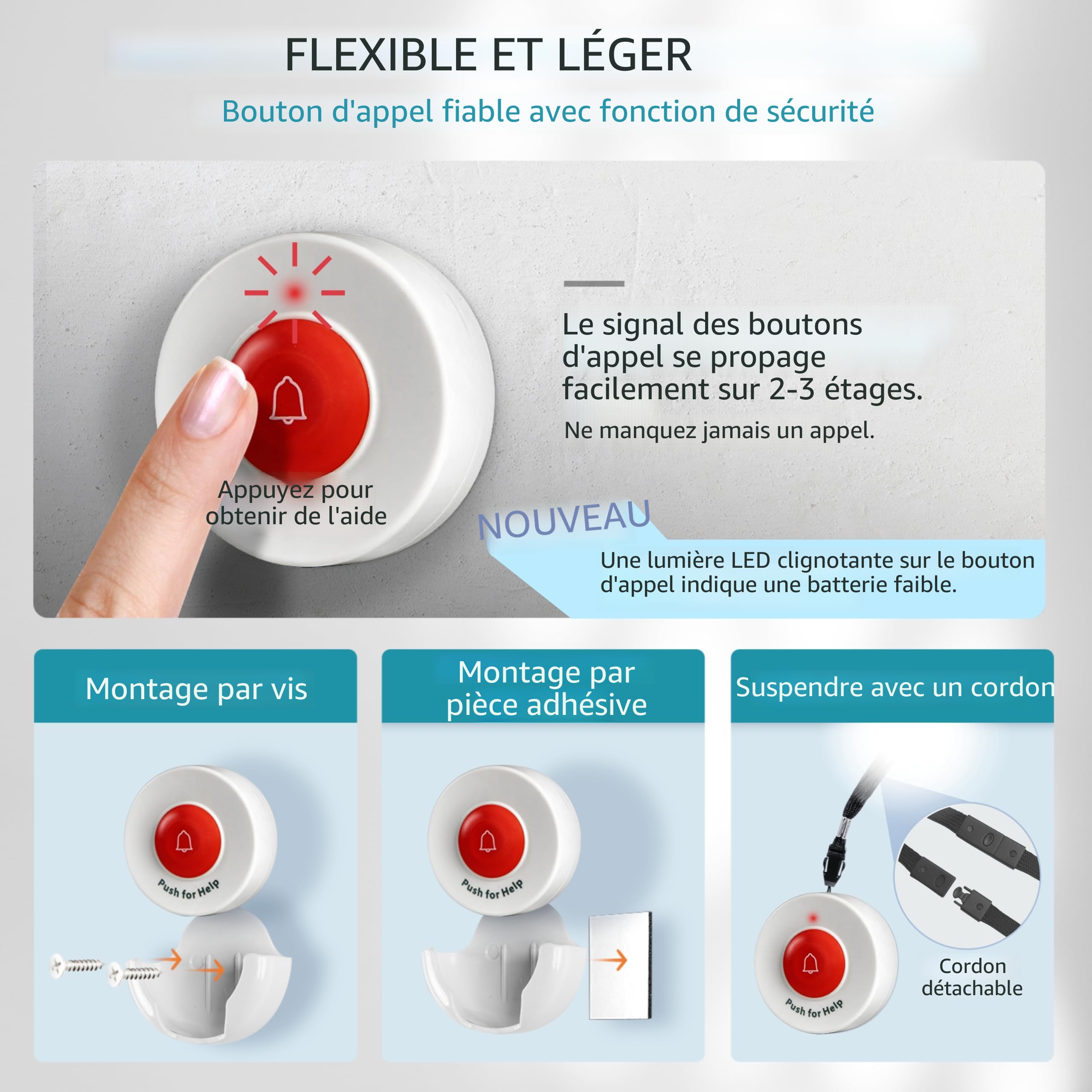 VBESTLIFE Téléavertisseur sans fil pour soignant Système d'alerte d'infirmière récepteur de VBESTLIFE Téléavertisseur sans fil pour soignant Système d'alerte d'infirmière récepteur de