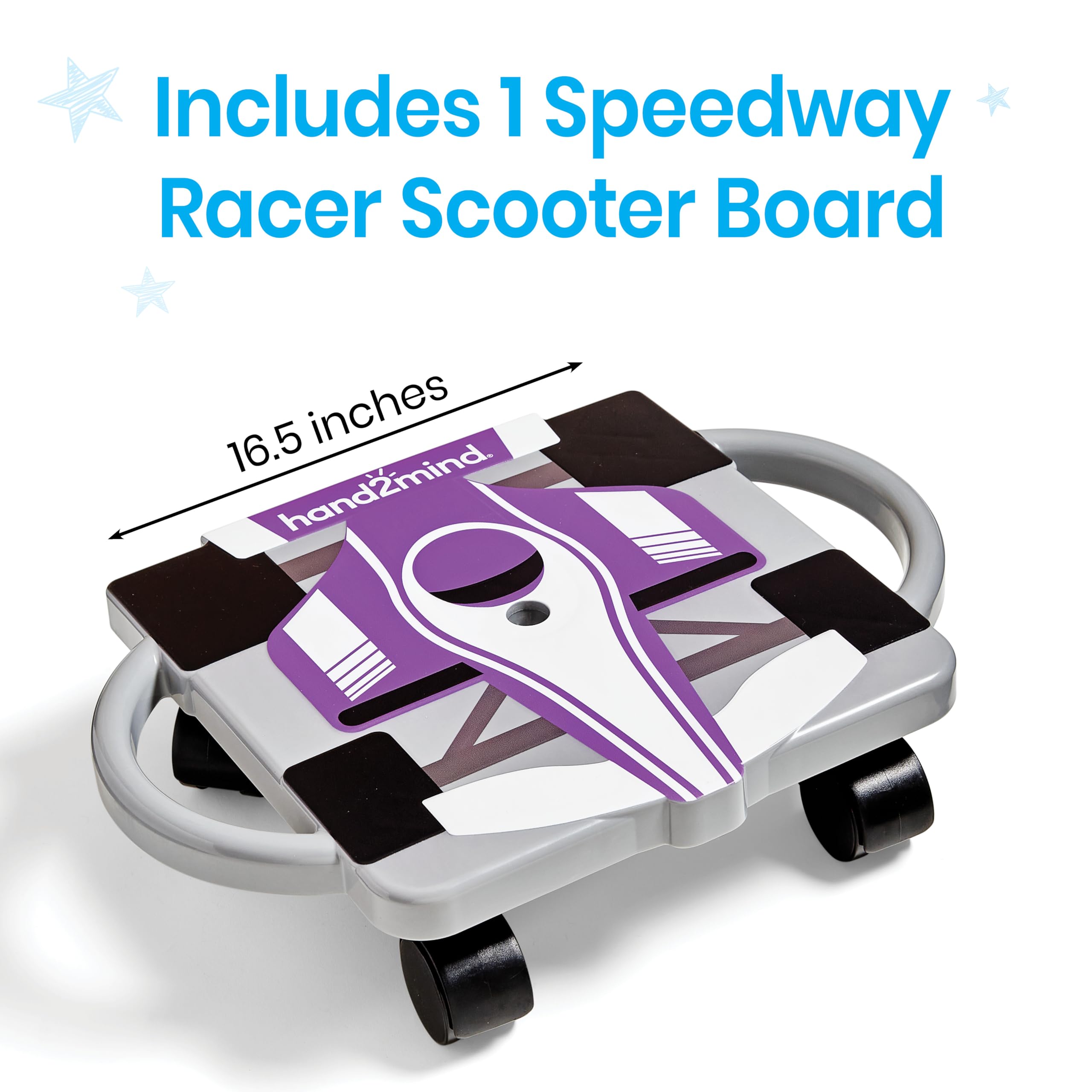 hand2mind Purple Speedway Racer Scooter Board, Floor Scooter Board, Gross Motor Toys, Kids Exercise & Physical Education Equipment, Playground Toys, Indoor Active Play, Toddler Outdoor Activities