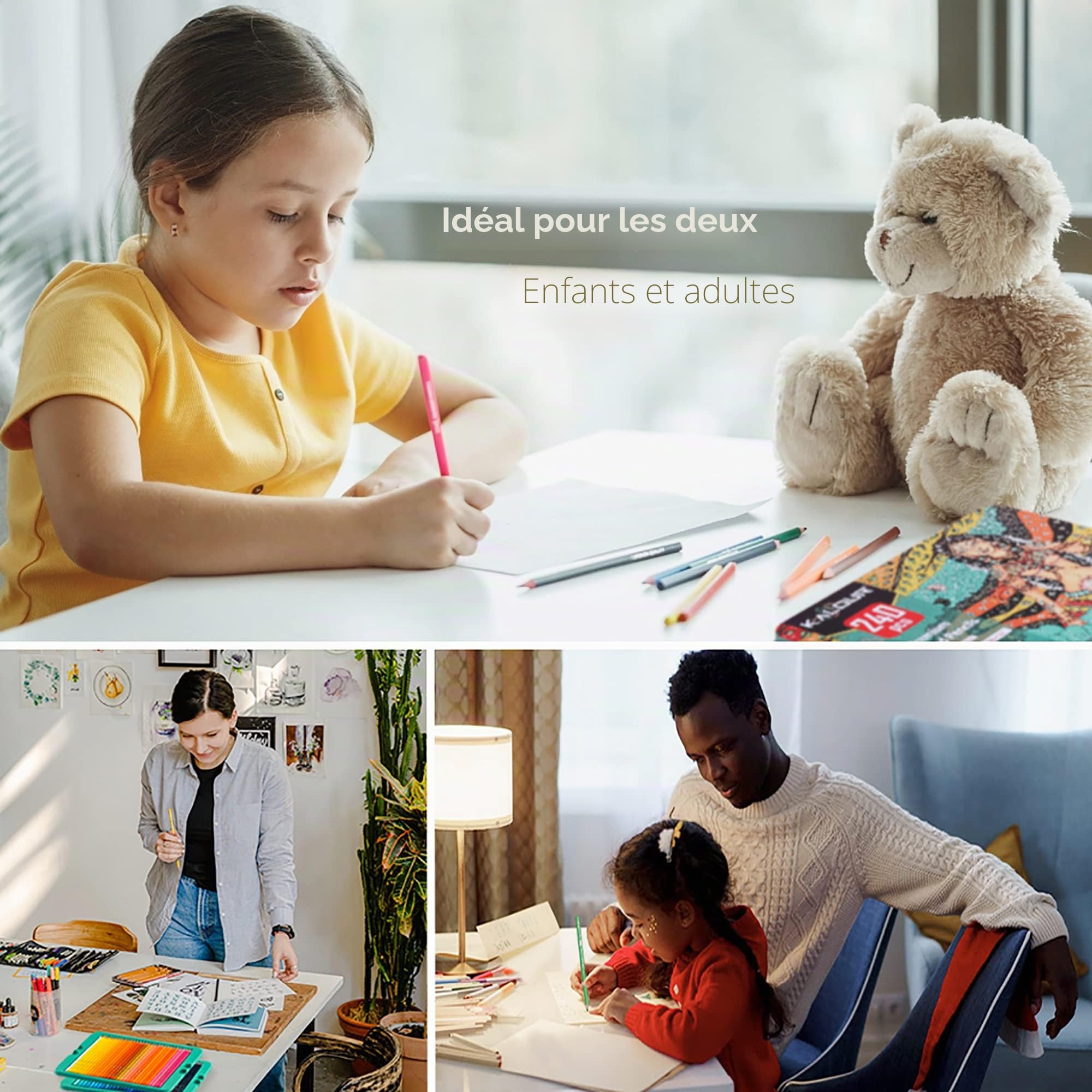 KALOUR Crayons de couleur professionnels, lot de 240 couleurs, noyau souple avec couleurs vives, idéal pour le dessin, l'esquisse, l'ombre, les crayons de couleur pour adultes, artistes, débutants