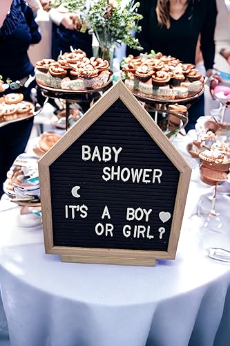 Miniatura 3 de Tablero de letras de fieltro, forma del hogar, tablero de letras de madera de roble de primera calidad intercambiable con dos juegos de letras y