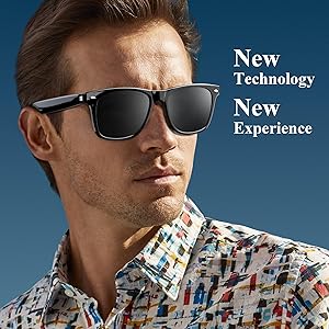 Blackview Smart Glasses, 5.3 Bluetooth Sunglasses with Open Ear Speaker, Voice Assistant Compatible, Blue Light Blocking Lens