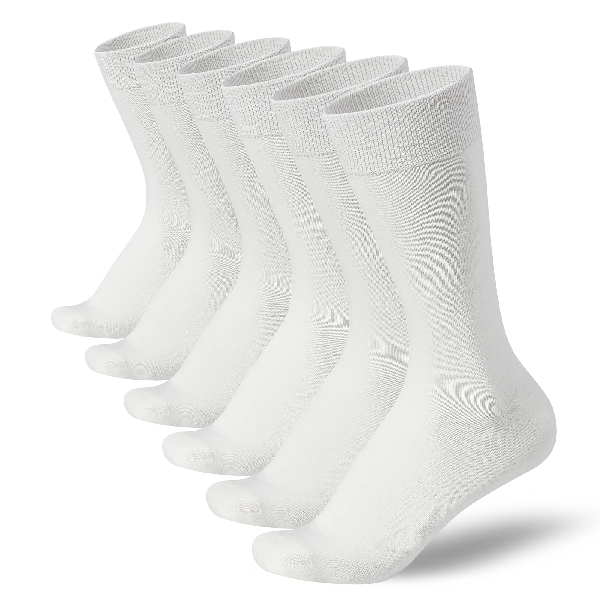SHIZENMen's Cotton Crew Socks, Super Soft and Breathable Dress Crew Thin Socks Lightweight Socks for Men 3-6 Pairs Pack Size 8-14