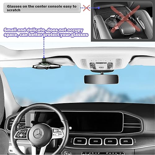 Miniatura 4 de Soporte para lentes de sol de cristal brillante para visera solar de automóvil, corona magnética de cuero para gafas, clip para gafas, soporte para